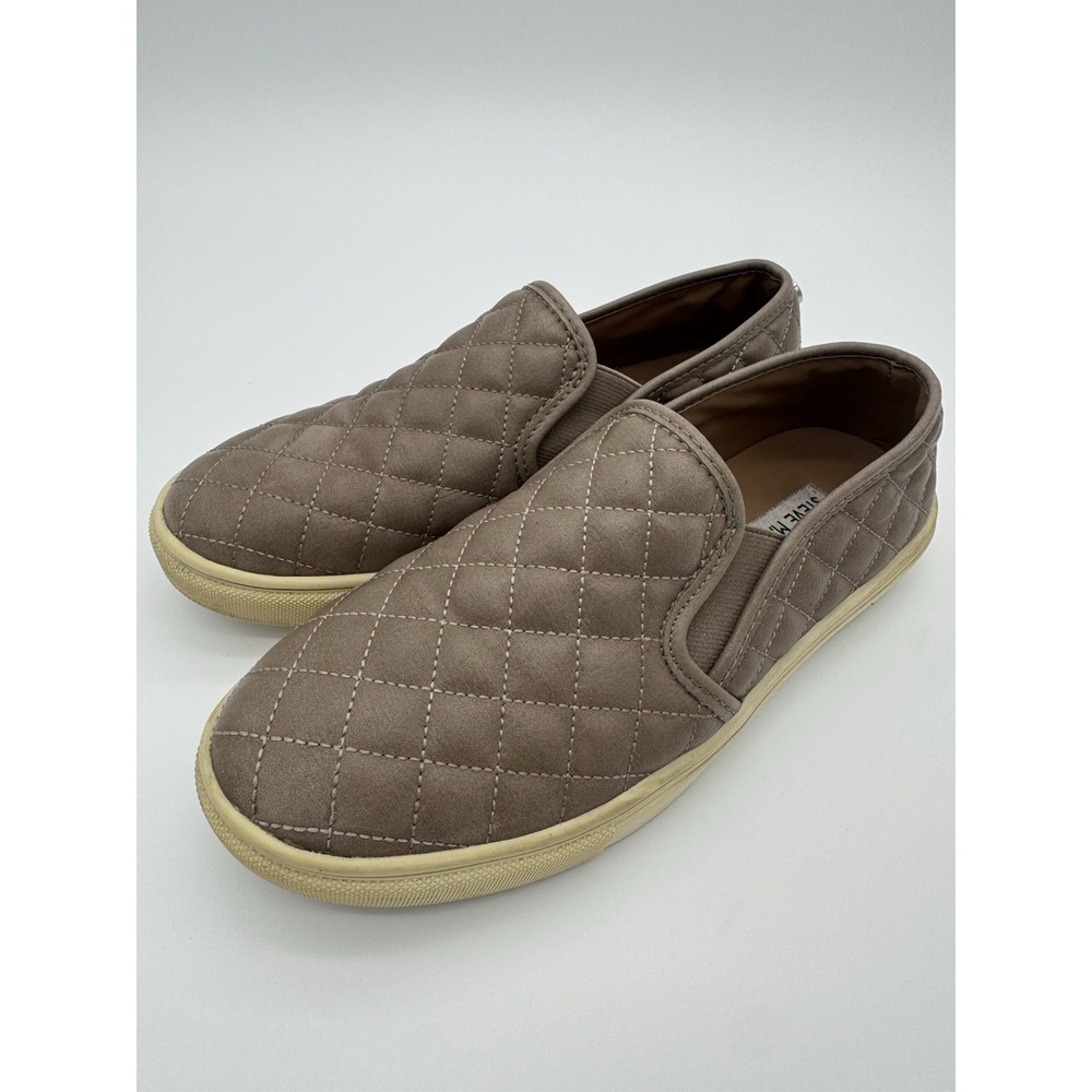 Steve Madden ECENTRCQ Slip On Sneakers Womens 7 Tan Quilted Casual Shoes